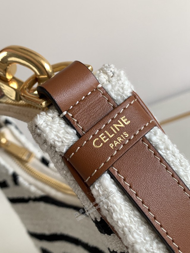 Celine專櫃2022新款STRAP手袋新月包腋下包 賽琳黑白字母織物AVA手袋 sldj2310